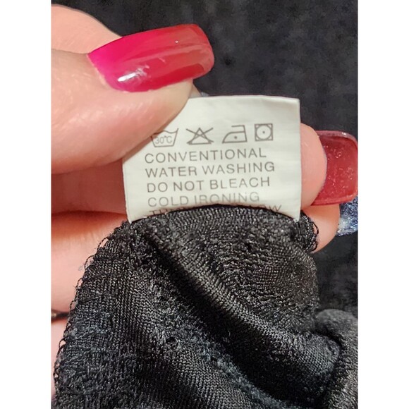 Women XXL Black Beige Shirt V-Neck Eyelet Embroided Petal Sleeve Boho Beach Chic - Picture 8 of 12